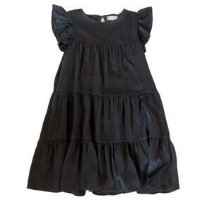 NEW Altar’d State Shiny Tiered Ruffle Black Babydoll Dress